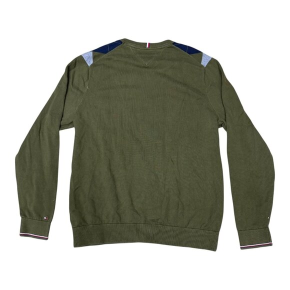 Tommy Hilfiger Argyle Cotton Crewneck Sweater in Olive & Navy Classic Style XXL - Picture 2 of 5